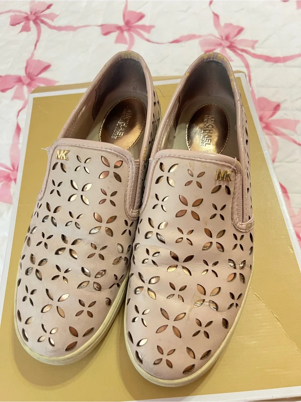 Michael Kors Pink Perforated Slip-On Sneakers
